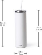 Cupture Stainless Steel Skinny Insulated Tumbler Cup with Lid and Reusable Straw - 16 oz (Powder Blue) - Image 6