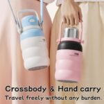 QWE Insulated Water Bottle with Straw&Lids,1000ml/32oz Vacuum Sealed water Bottles,Double Drinking,Stainless Steel Tumbler with Handle,Leak Proof,BPA Free,for Travel,Outdoors,Camping,Gym(OrangeBlack) - Image 7