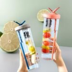 Fruit Infuser Water Bottle with Straw, Tumbler with Lid and Straw,Wide Mouth ，Clear Water Bottle, Juice Bottles， Leak-Proof, Shatter Proof, Gift, 25oz (Pink) - Image 4