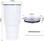 4 Pcs 30 oz Sublimation Double Wall Vacuum Insulated Cups With Lids Stainless Steel White Coffee Mugs for Vehicle Cup Holders Travel Tumbler Car Cups - Image 3