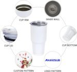 4 Pcs 30 oz Sublimation Double Wall Vacuum Insulated Cups With Lids Stainless Steel White Coffee Mugs for Vehicle Cup Holders Travel Tumbler Car Cups - Image 4