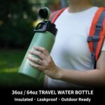 BJPKPK Half Gallon Water Bottle,64oz Insulated Bottles Wide Mouth,Stainless Steel Large Water Jug with Leakproof Spout Lid,Keep Drinks Cold and Hot,Sea - Image 3