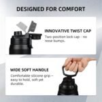 BJPKPK Half Gallon Water Bottle,64oz Insulated Bottles Wide Mouth,Stainless Steel Large Water Jug with Leakproof Spout Lid,Keep Drinks Cold and Hot,Sea - Image 4