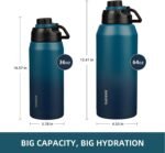 BJPKPK Half Gallon Water Bottle,64oz Insulated Bottles Wide Mouth,Stainless Steel Large Water Jug with Leakproof Spout Lid,Keep Drinks Cold and Hot,Sea - Image 5