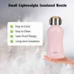 YOHKOH Mini Insulated Water Bottle With Bamboo Lid - 8.8oz Small Vacuum Insulated Water Bottle for Women Kids, 12 Hrs Hot & 24 Hrs Cold Stainless Steel Thermos Leak-Proof BPA-Free (8.8oz,Pink) - Image 4