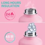 Water Flask with Straw, Wide Mouth Half Gallon Water Bottle with Sleeve, Reusable Leak Proof Large Water Jugs for Drinking, 64 oz Insulated Water Bottle for Gym Camping, Bubble Gum - Image 3