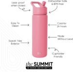 Simple Modern Water Bottle with Straw Lid | Vacuum Insulated Stainless Steel Metal | Reusable Leak Proof BPA-Free Cup for School | Summit Collection | 22oz, Velvet Pink - Image 3