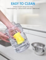 1.7 Gallon Automatic Dog Water Dispenser【Wide Mouth for Easy Hand-in Cleaning】【Removable Stainless Steel Bowl】, Gravity Refilling Large Capacity for Cats and Dogs, Multi-Pet Homes - Image 4
