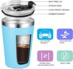 VEGOND 12oz Tumbler Stainless Steel Tumbler bulk Vacuum Insulated Double Wall Travel Tumbler with Lid and Straw Reusable Tumbler, Sky blue 1 Pack - Image 3