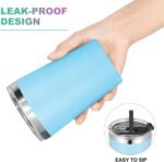 VEGOND 12oz Tumbler Stainless Steel Tumbler bulk Vacuum Insulated Double Wall Travel Tumbler with Lid and Straw Reusable Tumbler, Sky blue 1 Pack - Image 5