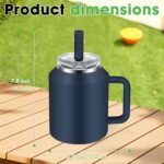 40oz Tumbler with Handle, Double Wall Vacuum Insulated Stainless Steel Tumbler, Leak Proof Water Bottle with Straw and Lid, Travel Mug Cup Keep Drinks Cold Hot (Dark Blue) - Image 7