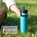 25oz Insulated Stainless Steel Water Bottle with Straw and 3 Lids, BPA-Free Sports Water Bottle,travel water bottle,Green - Image 3