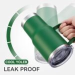 30 oz Tumbler with Handle and Lid, Stainless Steel Tumblers Bulk Double Wall Vacuum Insulated Travel Mug Leak Proof Cup Keep Drinks Cold and Hot Dark Green, 12 Pack - Image 3