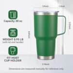 30 oz Tumbler with Handle and Lid, Stainless Steel Tumblers Bulk Double Wall Vacuum Insulated Travel Mug Leak Proof Cup Keep Drinks Cold and Hot Dark Green, 12 Pack - Image 4