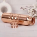 Copper Water Bottle 34Oz Ayurvedic Pure Copper Water Bottle for Drinking Leak-Proof Cu Vessel with Carry Bag BPA Free & Eco Friendly with Premium Quality for Sport & Travel - Pack of 1, 1000ml/1L - Image 3