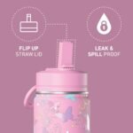 Hydrapeak Mini 14oz Fun Sticker Print Water Bottle with Straw Lid, Stainless Steel Double Wall Insulated Water Bottle, Leak-Proof and Spill-Proof Water Bottle, Butterfly Allover-Bubblegum - Image 4