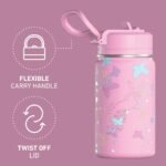 Hydrapeak Mini 14oz Fun Sticker Print Water Bottle with Straw Lid, Stainless Steel Double Wall Insulated Water Bottle, Leak-Proof and Spill-Proof Water Bottle, Butterfly Allover-Bubblegum - Image 5