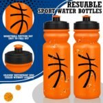 Nitial 12 Pack Water Bottles Bulk 20 oz Reusable Squeeze Water Bottles Plastic Sports Bottle with Pull Top Cap Sports Gifts Tumbler for Travel Gym Sport Party Supplies(Orange,Basketball) - Image 4
