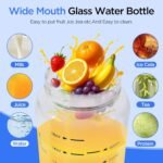 16oz/500ml Glass Shaker Bottle with Lid Handle, Glass Water Bottle, Wide Mouth Sport Nutrition Shakers with Measuring Marks (ml/oz), for Protein Mixing, Juices, Iced Tea,Milk,Coffee - Image 4