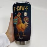 Onirique Customized Caw-F Chicken Tumbler, Personalized Sarcastic Crazy Rooster Cup, Funny Chicken Humor Travel Mug with Name, Gift for Office Workers and Friends, 20 Oz (Multicolor 1) - Image 3