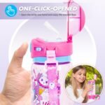 Kids Water Bottle with Straw/Lanyard for School Kids Girls Boys, 22oz BPA Free Child Drinking Water Bottle One-Click-Open Leak-Proof Locking Flip Lid for School Sport Travel - Image 4