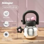 22 oz Tumbler with Straw and Carry Handle, Wide Mouth Insulated Stainless Steel Travel Water Bottle, Chrome Metallic Aesthetic Cool Silver Flask, Kawaii Black & Pink Bottle Trendy Gift for Her - Image 3