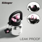 22 oz Tumbler with Straw and Carry Handle, Wide Mouth Insulated Stainless Steel Travel Water Bottle, Chrome Metallic Aesthetic Cool Silver Flask, Kawaii Black & Pink Bottle Trendy Gift for Her - Image 4