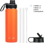 DRINCO Stainless Steel Water Bottle Spout Lid Vacuum Insulated Double Wall Water Bottle Wide Mouth (40oz 32oz 22oz 18oz 14oz) Leak Proof Keep Cold Sport Camping Hiking (22 oz, 22oz Orange) - Image 3