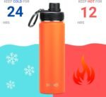DRINCO Stainless Steel Water Bottle Spout Lid Vacuum Insulated Double Wall Water Bottle Wide Mouth (40oz 32oz 22oz 18oz 14oz) Leak Proof Keep Cold Sport Camping Hiking (22 oz, 22oz Orange) - Image 5