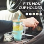 Glass Tumbler with Straw and Lid, 40oz Reusable Iced Coffee Tumbler with Handle Blue, Glass Water Bottles Fit in Cup Holder, Smoothie Cup with Lid, Clear Water Bottle with Straw - Image 10