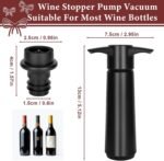 Philorn Wine Saver Pump with 4 Vacuum Stoppers, Wine Pump and Wine Vacuum Stopper, Reusable Bottle Sealer Keeps Wine Fresh for Kitchen Office Home Party, Black (4pcs Black) - Image 3
