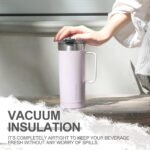 Life's Easy 20oz Stainless Steel Mug w/Handle - Double Wall Insulated Travel Tumbler w/Flip Lid - Leak Proof Tumbler-Thermal Cup for Coffee, Tea & More - Keep Hot & Cold Drinks (Lavender, 20 oz) - Image 5