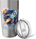 Rocket Outer Space Astronaut Custom BRAYDEN Stainless Steel Insulated Tumbler - Image 4