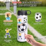 Soccer Water Bottle, 18 oz Insulated Stainless Steel Sports Bottle with 50Pcs Stickers, Soccer Stuff Gifts for Boys & Kids - Image 5