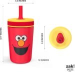 Zak Designs Sesame Street Kelso Toddler Cups For Travel or At Home, 12oz Vacuum Insulated Stainless Steel Sippy Cup With Leak-Proof Design is Perfect For Kids (Elmo) - Image 5