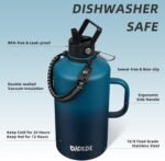 BJPKPK 1 Gallon Water Bottle Insulated with Straw Lid, 50oz, 64oz, 87oz, 128oz Large, Stainless Steel Water Bottles with 3 Lids and Paracord Strap, Double Wall Vacuum Metal Water Jug,Vast - Image 3