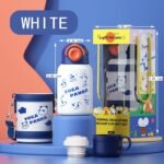 Kids Stainless Steel Water Bottle,15 oz,Toddler Cute Insulated Water Bottle,Portable Leakproof with 3 Lids,for Hiking Walking Camping School Girls Boys (WHITE) - Image 3