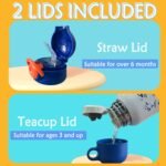 Kids Stainless Steel Water Bottle,15 oz,Toddler Cute Insulated Water Bottle,Portable Leakproof with 3 Lids,for Hiking Walking Camping School Girls Boys (WHITE) - Image 4