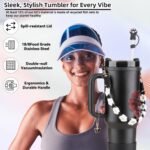 40 oz Tumbler Insulated Mug w/Straw & Flip Cap Lids - Cup Holder Bottle with 6 Accessories Set for Hot, Cold Drink - Leak-Proof - Water, Coffee Portable Travel Mug (Midnight Black) - Image 7