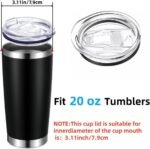 2 Replacement Lids for Stainless Steel Tumbler Travel Cup,3.1 to 3.15 INCH Cup Mouth Compatible with YETI Rambler and More Tumbler Cups,Spill Proof Splash Resistant Sliding Covers (20 OZ) - Image 3