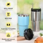 20 oz Tumbler Stainless Steel Tumblers,Reusable Double Wall Vacuum Insulated Coffee Mug for Home, Office, Outdoor Works Great for Ice Drinks and Hot Beverage(Green) - Image 4