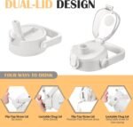 MUKOKO Glass Water Bottle 64oz with 2 Lids, Half Gallon Drinking Bottle with Straws and Measurements, 2L Sports Drink Jug with Silicone Sleeve, Leakproof, White - Image 3