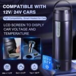 Vacuum Insulated Car Electric Kettle,Miicasa Stainless Steel Tumbler Car Water Heater,12V/24V Water Boiler with 6 Temperature and Auto Shut-Off Boil Dry,16oz - Image 4