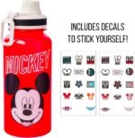 Silver Buffalo Disney Mickey Classic Varsity Twist Spout Plastic Water Bottle with Stickers You Stick Yourself, Red, 32 Ounces - Image 3