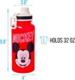 Silver Buffalo Disney Mickey Classic Varsity Twist Spout Plastic Water Bottle with Stickers You Stick Yourself, Red, 32 Ounces - Image 4
