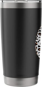 Letter C, White Leopard Animal Print, Monogram Initial Stainless Steel Insulated Tumbler - Image 4