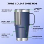 20 oz Stainless Steel Tumbler with Handle Bulk Metal Insulated Tumblers Travel Coffee Mug with Handle Double Wall Tumbler Cup with Lid and Straw, Navy 12 Pack - Image 3