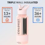 Coldest Insulated Water Bottle with Straw Lid - Stainless Steel Metal Insulated Bottle for Men & Women (Forever Pink Glitter, 32 oz) - Image 3