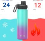 DRINCO Stainless Steel Water Bottle Spout Lid Vacuum Insulated Double Wall Water Bottle Wide Mouth (40oz 32oz 22oz 18oz 14oz) Leak Proof Keeps Cold or Hot (22 oz, 22oz Ombre Fuschia Teal) - Image 4