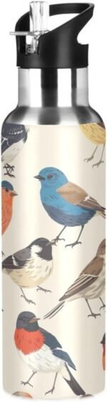 YETTASBIN Bird Water Bottle with Straw Lid 32oz Leakproof Vacuum Insulated Stainless Steel Sport Water Bottles for Gym, School, Travel - Image 9